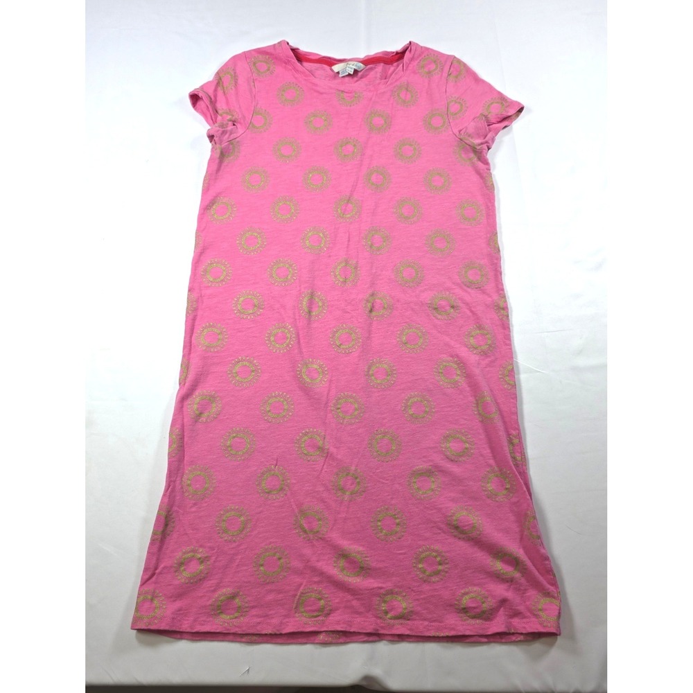 Boden Pink Gold Sunburst Slub Cotton T-Shirt Shift Dress US 6R UK 10R